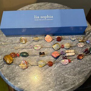 Lia Sophia Maggie Gold-Tone Necklace with Multi-Colored Stones #30L97